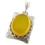 مدال نقره عقیق زرد طرح سنتی رنگ تقویت شده [شرف الشمس]